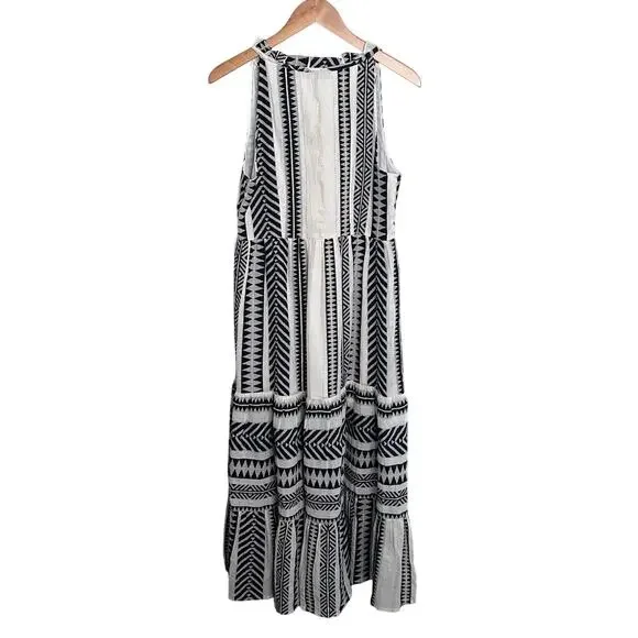 NWT Just Bellina black ivory dress organic cotton size medium - Picture 5 of 8